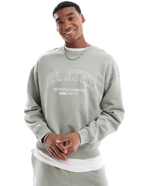 Only & Sons Sudadera Verde Salvia Con Cuello Redondo Y Estampado "Athletic" De (Parte De Un Conjunto) - Gris