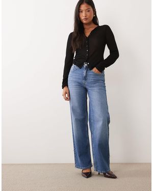 Only Petite Juicy jean large taille haute moyen - Bleu