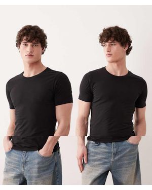 Jack & Jones 2 Pack Muscle Fit T-shirts - Black