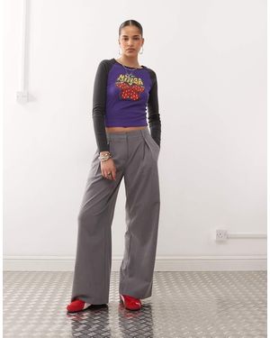 Collusion Wide Leg Pleat Detail Trouser - Grey