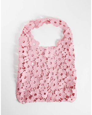 Pieces Bolso Rosa Claro Flexible De Encaje Floral