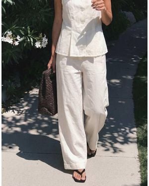Vero Moda Linen Look Tailored Wide Barrel Trousers Co-ord - White
