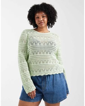 ONLY Top crocheté à manches longues - clair - Vert