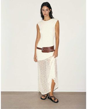 Pull&Bear Aansluitende Kanten Midi-Jurk - Naturel