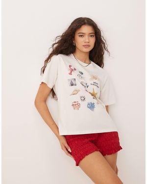 Abercrombie & Fitch Relaxed T-shirt With Sea Details - White