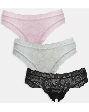 Lindex Pack De 3 Braguitas Brasileñas De Varios Colores De Encaje De - Blanco