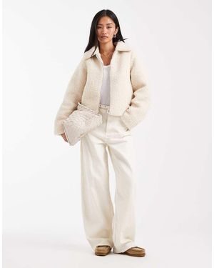 Threadbare Chaqueta Corta De Borreguito De -Blanco