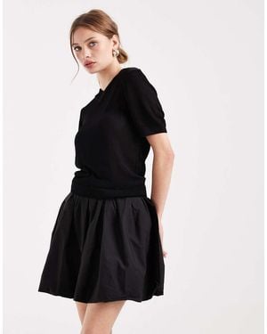 Pieces High Waisted Puffball Mini Skirt - Black
