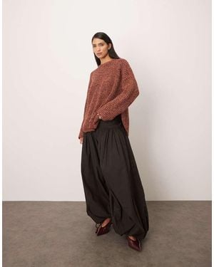 ARRANGE Neppy Knit Merino Rich Curved Hem Jumper - Red