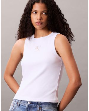 Calvin Klein – tanktop aus webstoff - Weiß