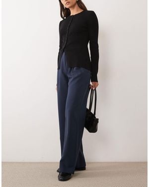 Abercrombie & Fitch Sloane High Rise Wide Leg Pants With Belt - Blue