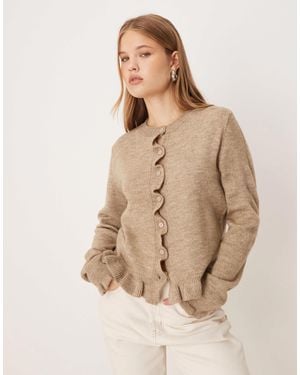 Jdy Frill Details Knitted Cardigan - Natural