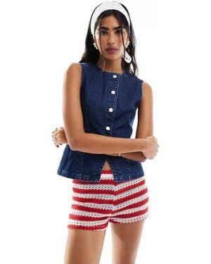 Miss Selfridge Denim Vest - Blue