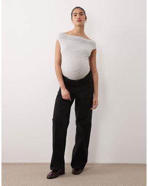 ASOS Asos Design Maternity Wide Leg Dad Jeans - White
