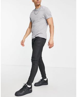 TOPMAN Cotton Blend Spray On Coated Jeans - Black