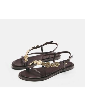 Pull&Bear – flache sandalen - Braun