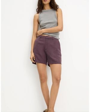 Pull&Bear Linen Look Short - Purple