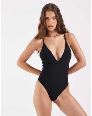 & Other Stories V-neck Low Back Swimsuit With Padding - Blue
