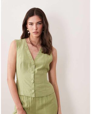 Vila Tailored Tie Front Waistcoat - Green