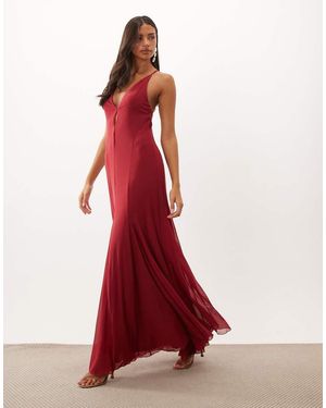 ASOS Mesh Plunge Maxi Dress - Red