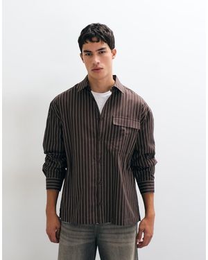 ASOS Camicia Oversize A Righe Con Ricamo Sul Colletto - Nero