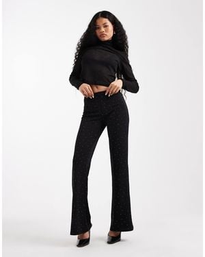 Only Petite Rhinestone Flare Pants - Black