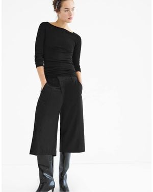 Stradivarius Wool And Silk Boat-neck Jumper - Black