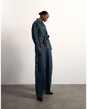 TOPSHOP Mono Largo Vaquero De Pernera Barrel Con Diseño Circular De Tolu Coker X - Azul