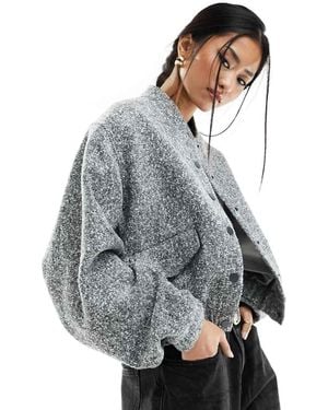 River Island Co-Ord Wool Bomber Jacket - Grey