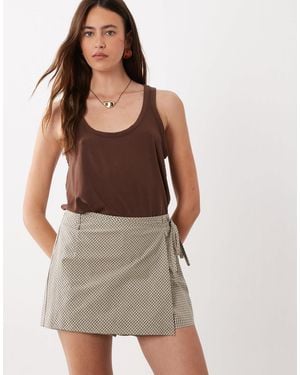 Mango Tie Waist Mini Skort - Brown