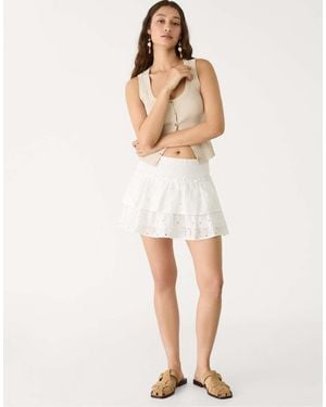 Stradivarius Skort With Embroidery - White