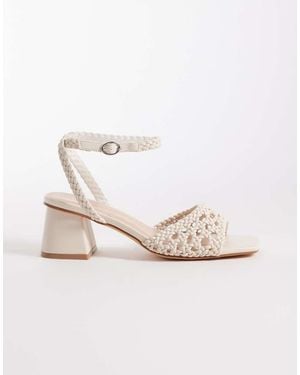 London Rebel Anita Block Heeled Woven Sandal - Natural