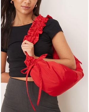 Glamorous Nylon Rouched Crossbody Bag - Red
