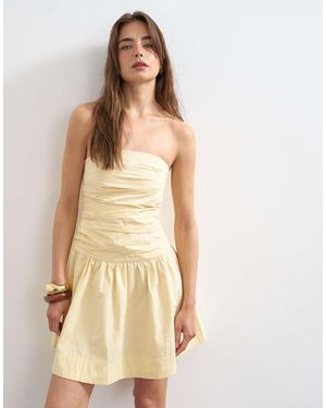 TOPSHOP Ruched Bandeau Mini Dress - Natural