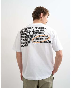 TOPMAN Ruimvallend T-Shirt Met Print Op De Voor- En Achterkant - Wit
