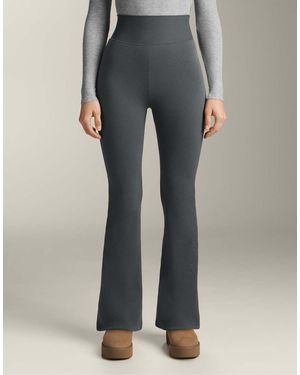 Oysho Super High Rise Seamless Extra Warm Rib 70Cm Flare Trousers - Grey