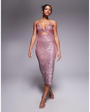 Vesper Strappy Sequin Midaxi Dress - Purple