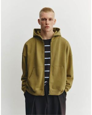Pull&Bear Boxy Hoodie With Zipper - Green