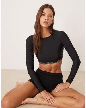 Calvin Klein Logo Band Rash Guard - Black