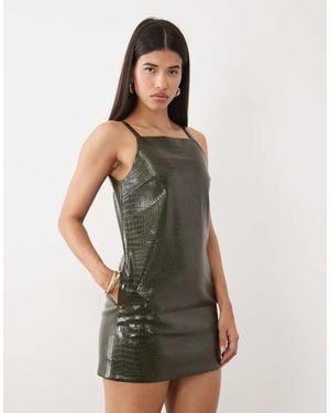 ASOS Pu Croc Mini Shift Dress - Green