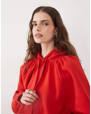 ASOS Hoodie Met Geborstelde Binnenkant En Strikdetail - Rood