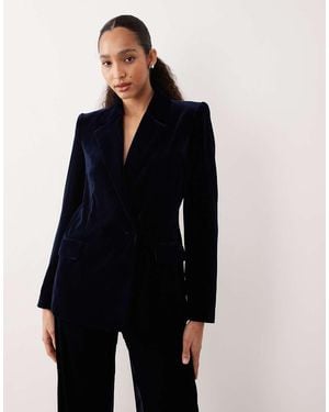 Mango Combi Velvet Blazer Co-ord - Blue