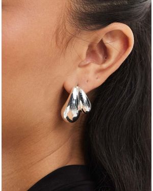 Accessorize Pendientes Largos Plateados Con Diseño Redondeado Doble De - Negro