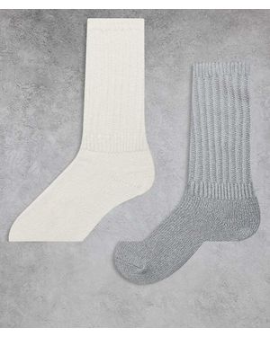 Hollister 2 Pack Of Long Cosy Socks - Grey