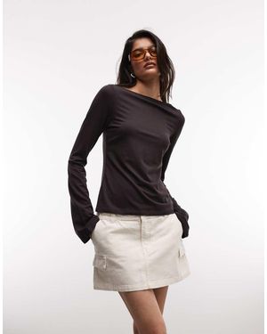 Monki Cotton Cargo Mini Skirt With Pockets - Natural