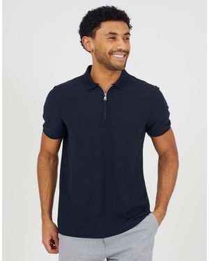 Brave Soul Zip-Neck Polo Shirt - Blue