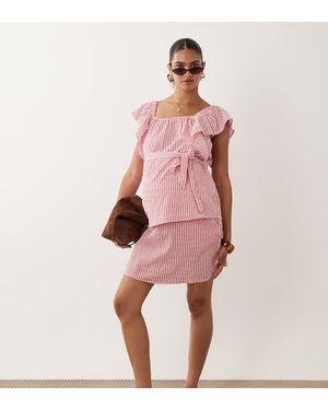 Mama.licious Mamalicious Maternity Shirred Waistband Seersucker Mini Skirt Co-ord - Pink