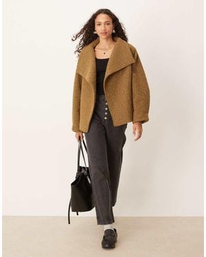 ASOS Cosy Funnel Neck Oversized Jacket - Natural