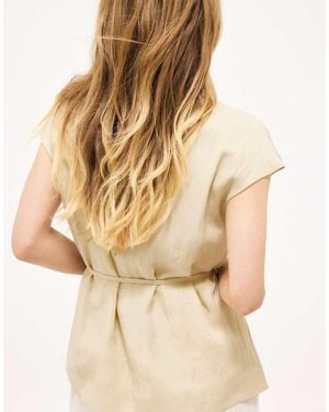 NA-KD Belted Wrap Top - Natural