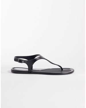 SEQWL Jelly Thong Sandals With Buckle Detail - Black